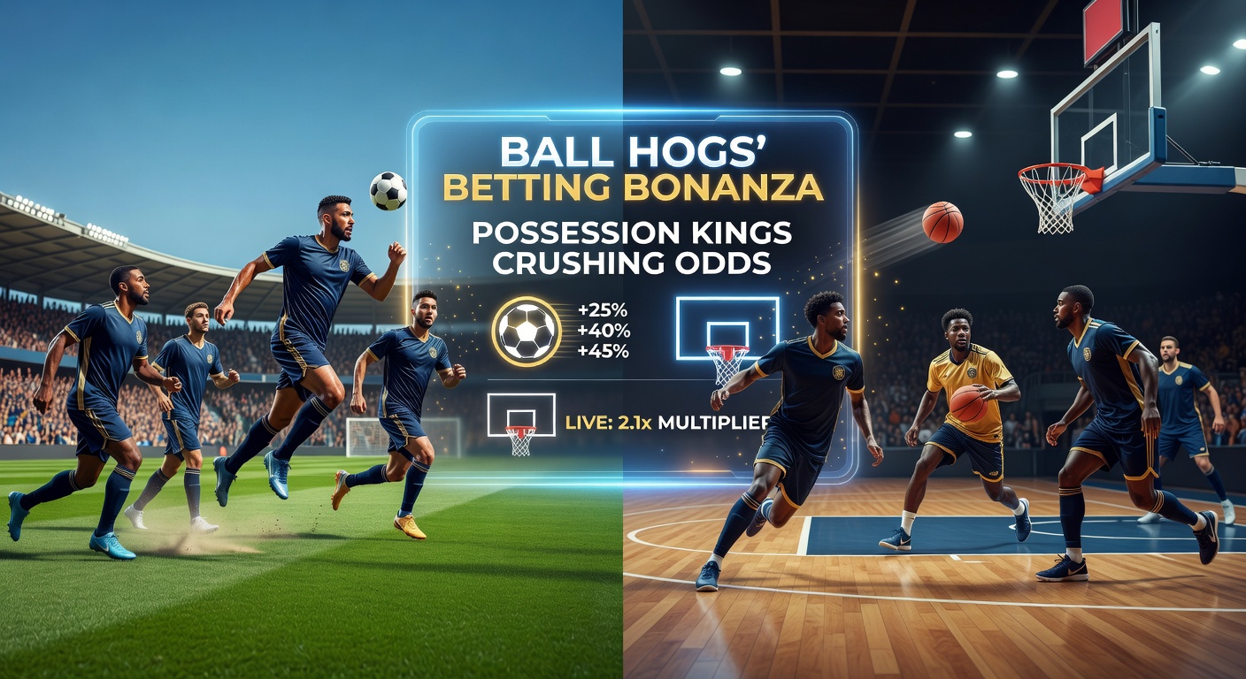 Dynamic split image showing a cluster of soccer players battling for midfield control and basketball athletes in a intense half-court press, emphasizing ball retention strategies
