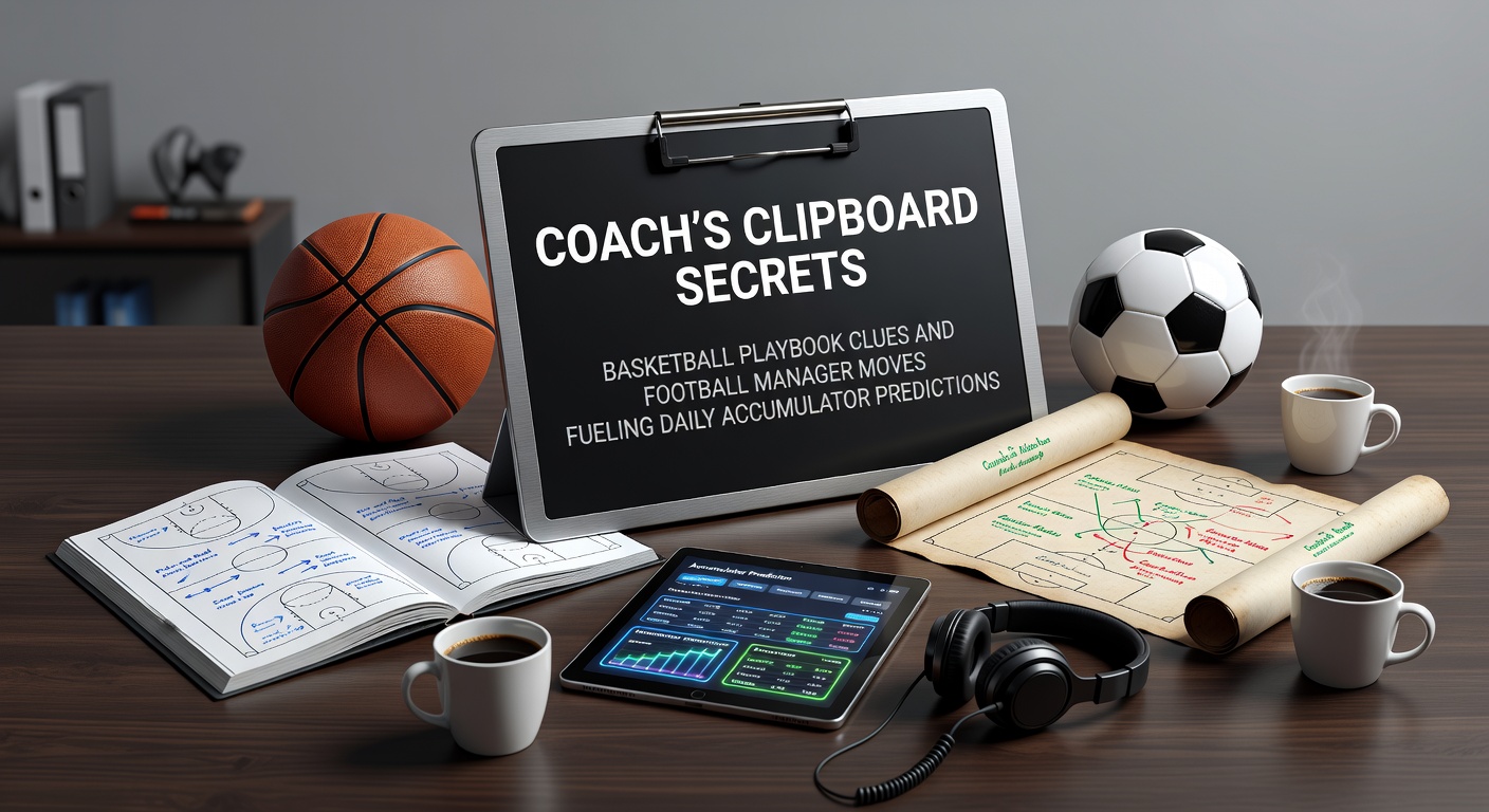 A basketball coach diagrams a play on the clipboard during a timeout, with players huddled around, highlighting tactical secrets that sharp bettors decode for accumulator edges