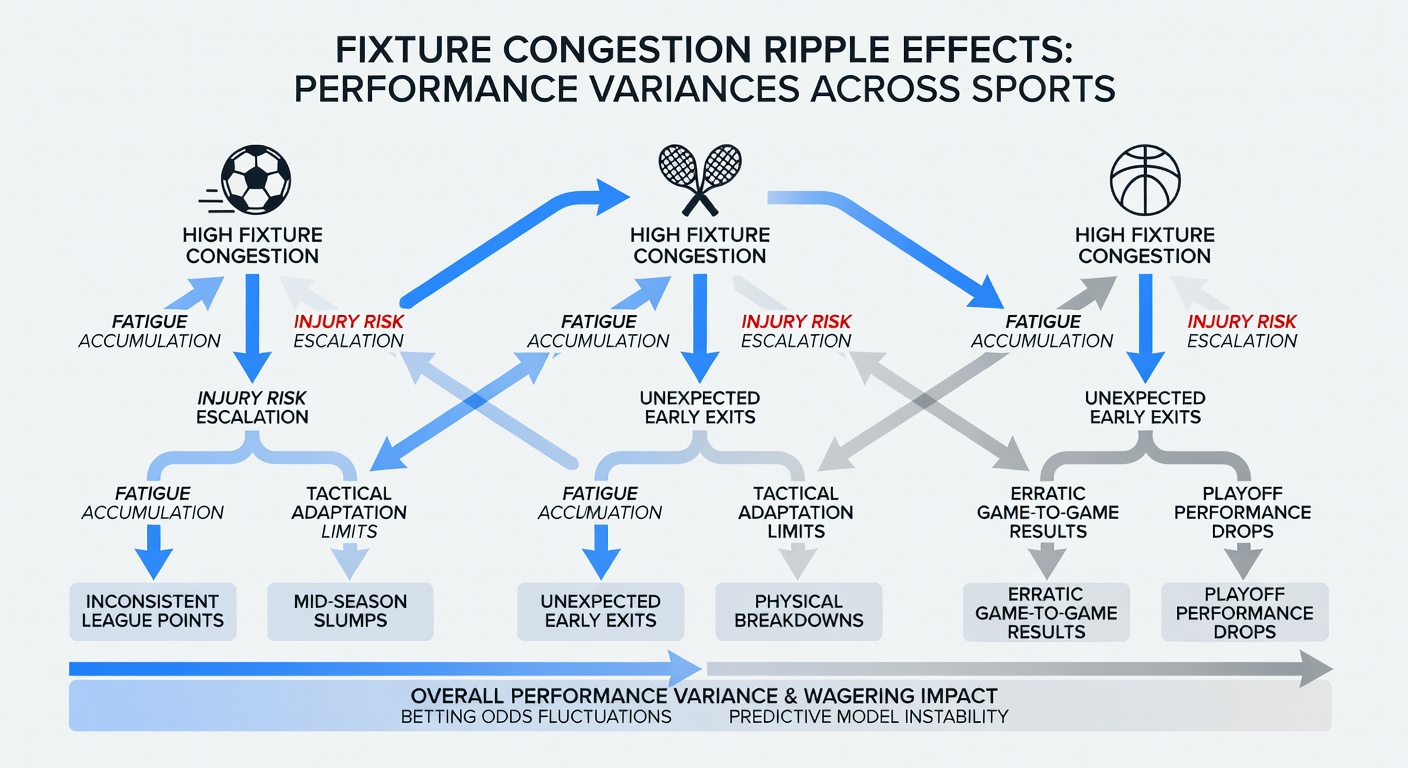 Basketball players showing signs of fatigue during a back-to-back game, highlighting performance variance in congested schedules