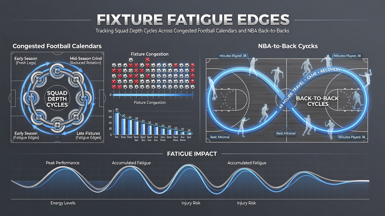 Data charts displaying squad rotation statistics and performance metrics across football and NBA fixtures