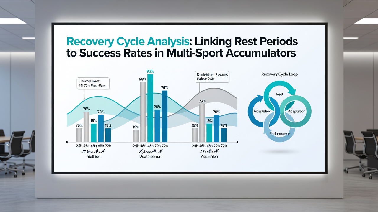 Data dashboard displaying recovery metrics and accumulator success correlations across sports