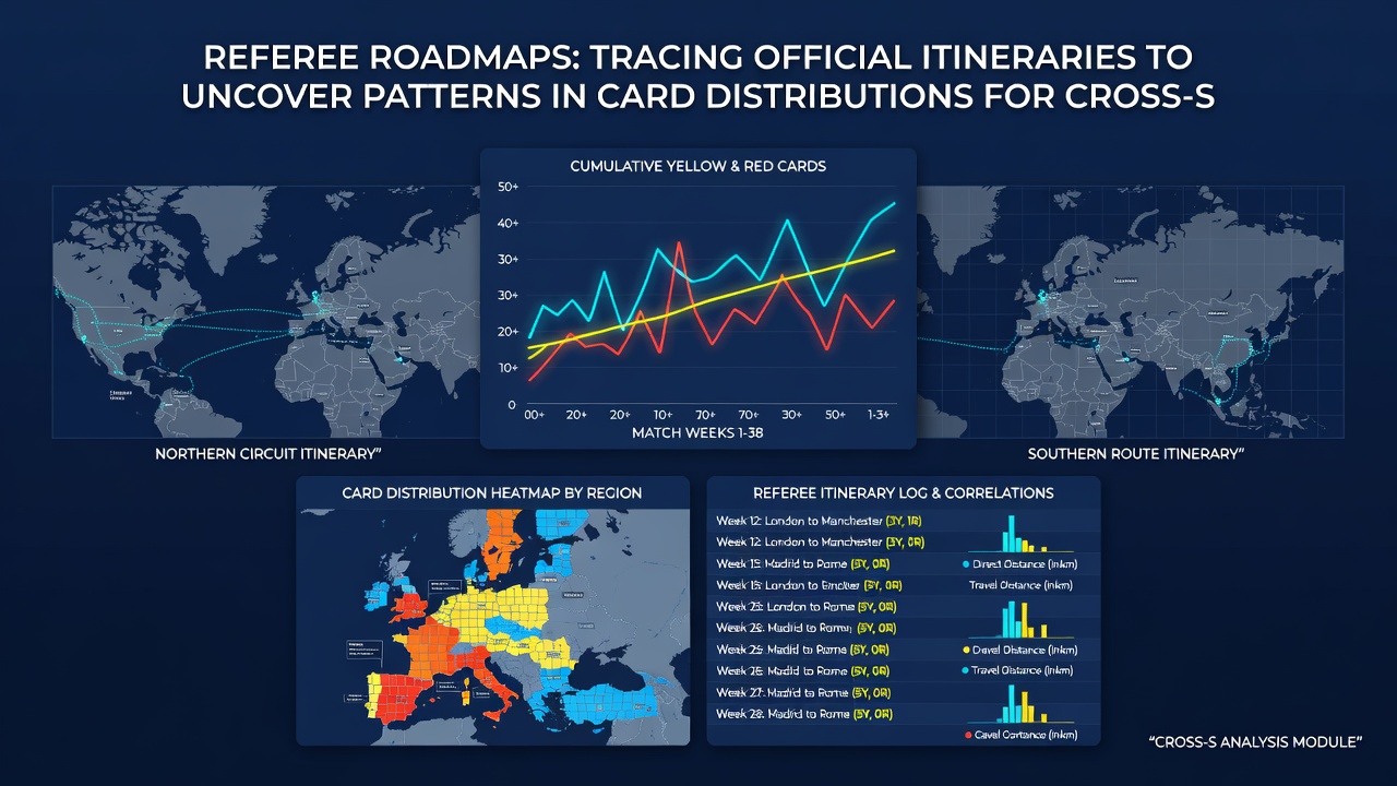 Detailed referee itinerary charts showing card frequency correlations