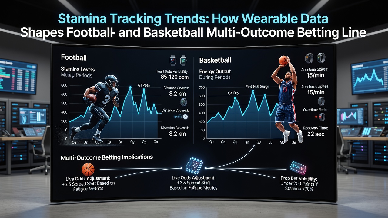 Close-up of wearable sensor dashboard showing real-time stamina and recovery data for athletes in football and basketball