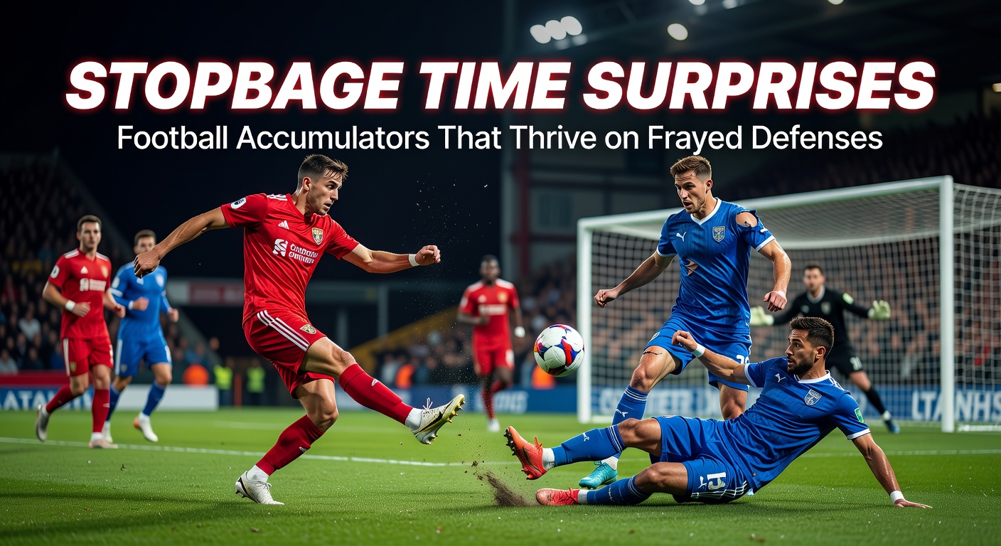Intense football match in stoppage time with players pushing forward as defenses tire